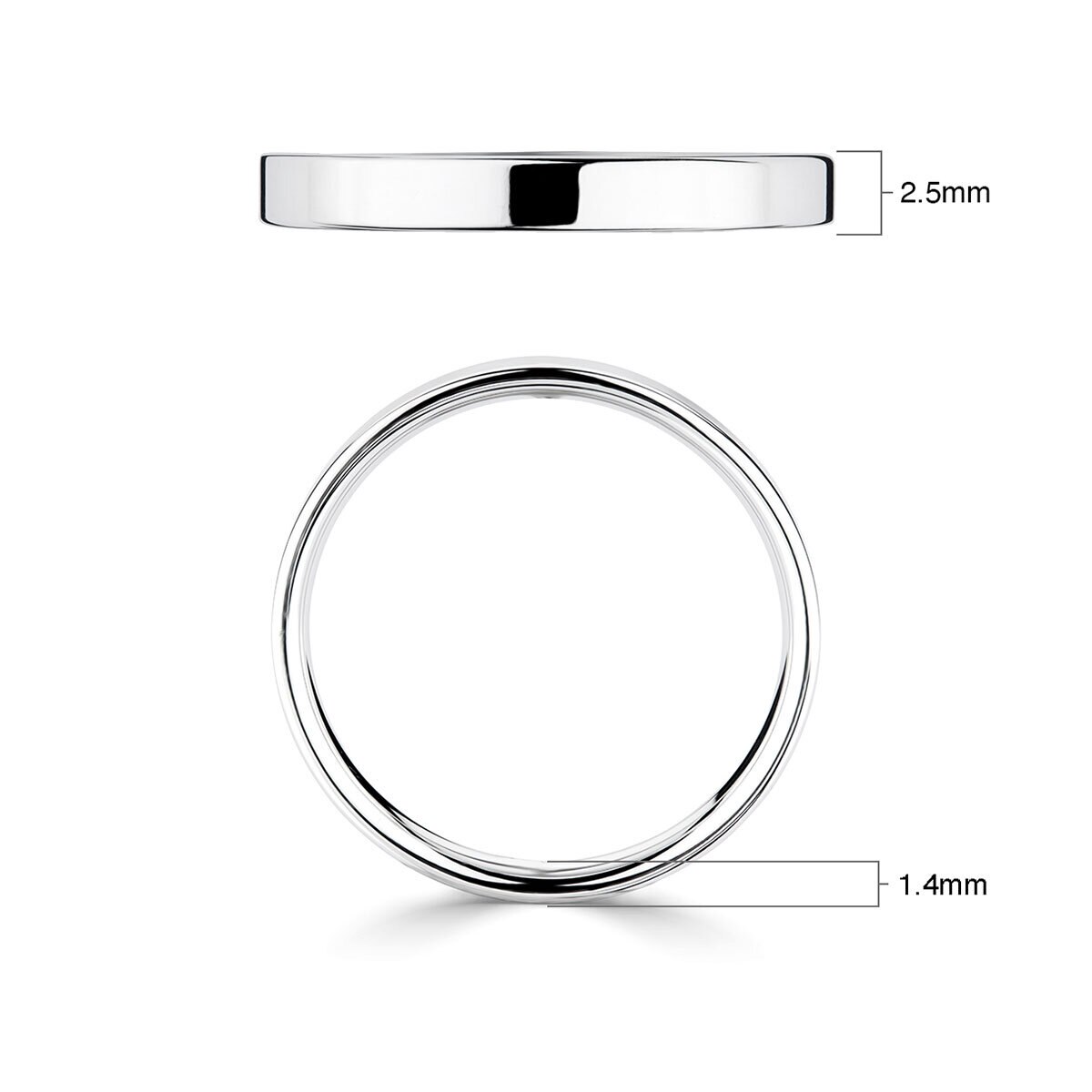 2.5mm Basic Light Court Wedding band. 18ct White Gold