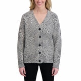 DKNY Ladies Leopard Print Cardigan in Stone