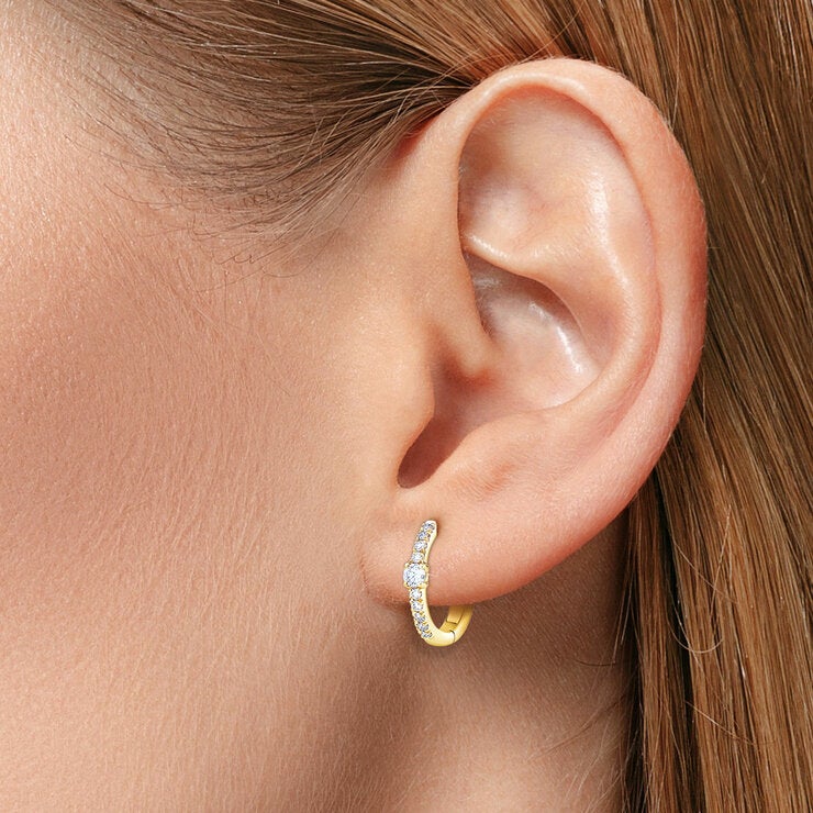 0.20ctw Round Brilliant Cut Diamond Hoop Earrings, 14ct Yellow Gold 0.20ctw Round Brilliant Cut Diamond Hoop Earrings, 14ct Yellow Gold