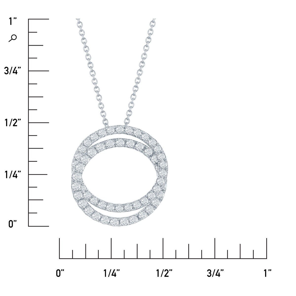 0.90ctw Circle Diamond Pendant, 14k White Gold