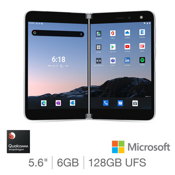 Microsoft Surface Duo, Qualcomm Snapdragon 855, 6GB RAM, 128GB UFS, 5.6 Inch Tablet PC with Microsoft 365 Personal 1 Year, TGL-00002-KTS