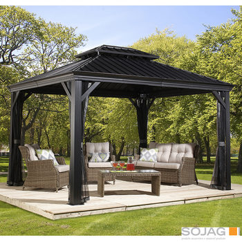 Sojag Messina 10ft x 14ft (3.05 x 4.26m) Sun Shelter with Galvanised Steel Roof + Insect Netting