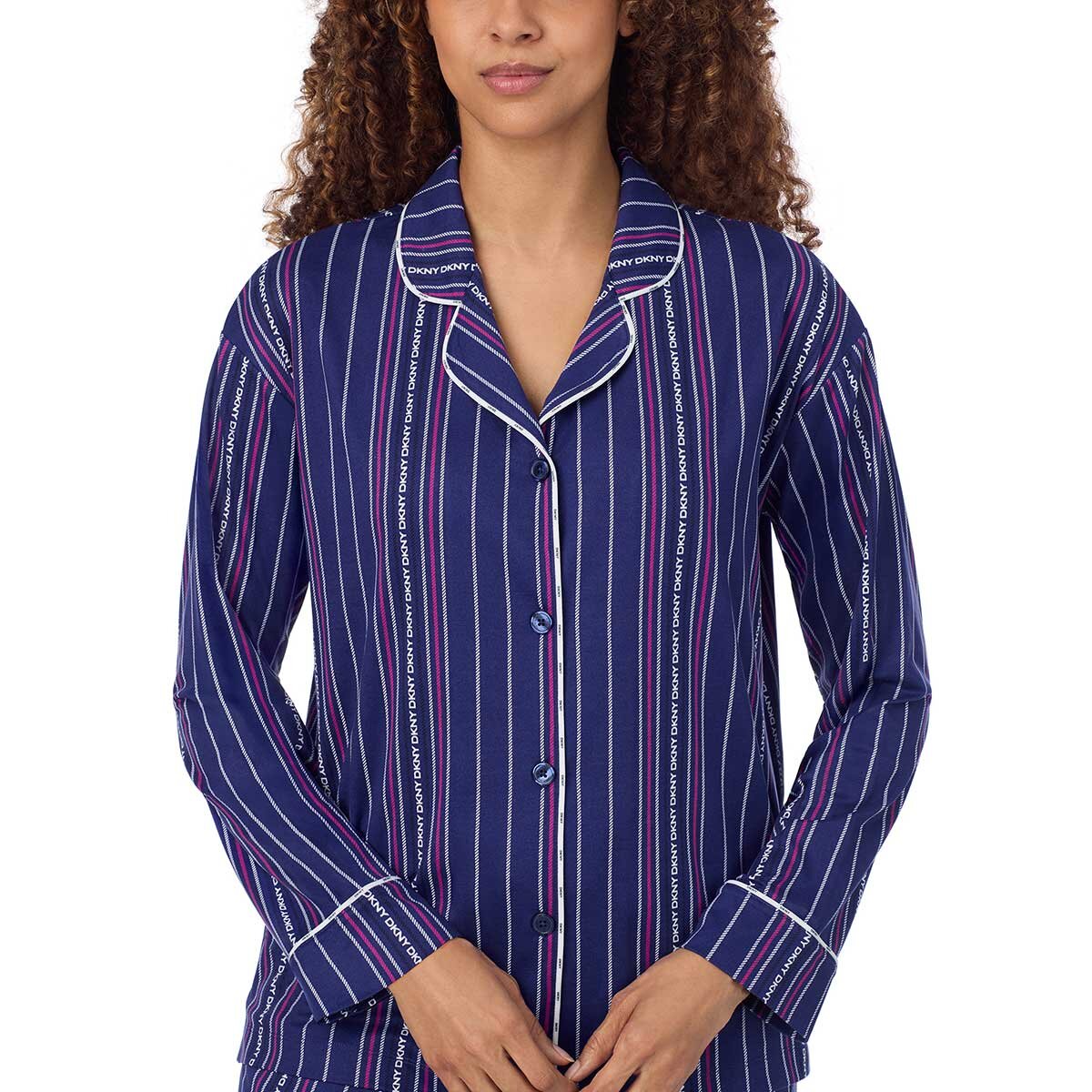 DKNY Women's Notch Collar Pyjama Set in Blue