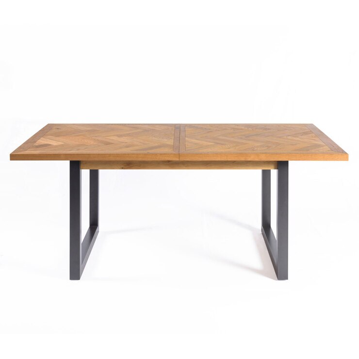 Bentley Designs Herringbone Rustic Oak Extending Dining Table + 6