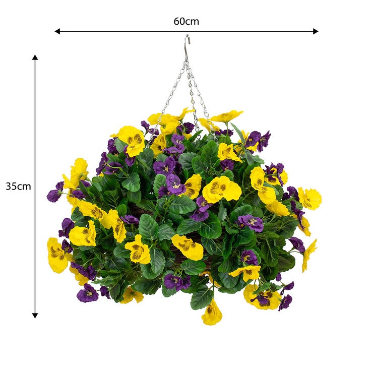 Artificial Flower Hanging Basket in 2 Colours