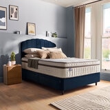 Silentnight Velvet 4 Drawer Divan Base with Merlin Headboard in Maritime in 3 Sizes