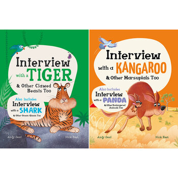 Interview with the Animals by Andy Seed in 2 Options: The Tiger & Shark or The Kangaroo & Panda