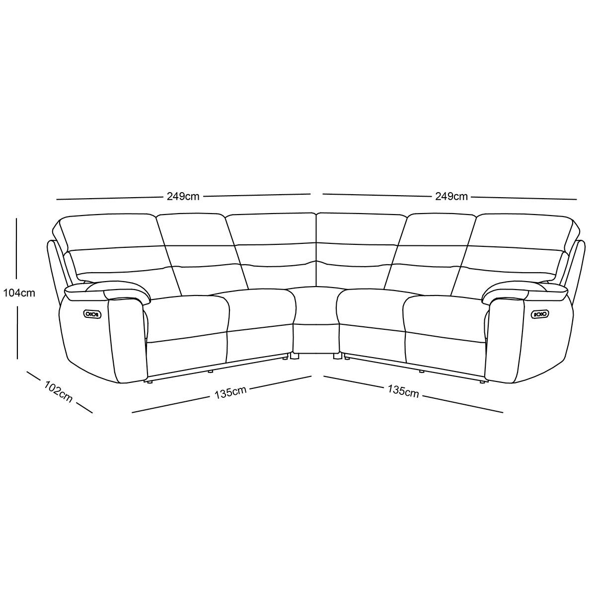 Ellis Grey Fabric Power Reclining Sectional Sofa with Power Headrests