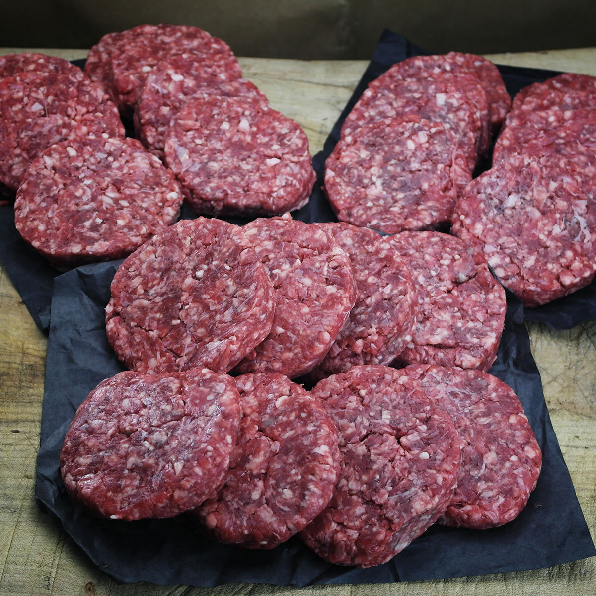 Taste Tradition Wagyu Beef Burgers, 36 x 115g (4oz) presented on table