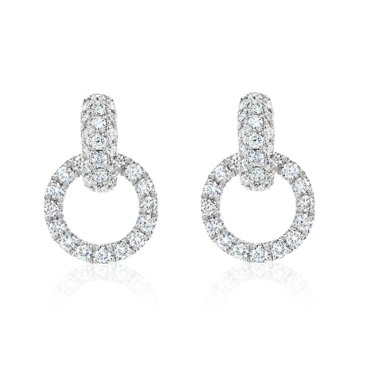 0.80ctw Round Brilliant Cut Diamond Interlocking Circle Earrings, 14ct White Gold