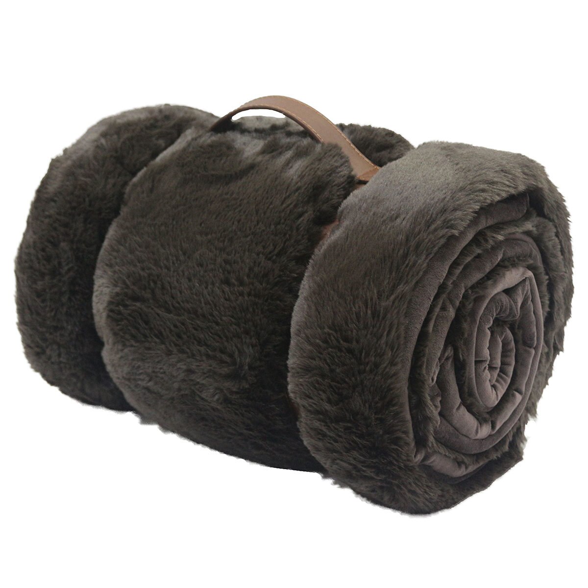 Mon Chateaux Luxe Faux Fur Throw in Mocha, 152 x 177 cm Costco UK