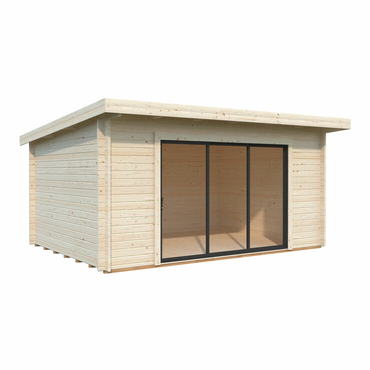 Palmako Lea 44mm Wooden Log Cabin in Natural Wood Colour 14ft 7" x 10ft 8" (4.5m x 3.3m)