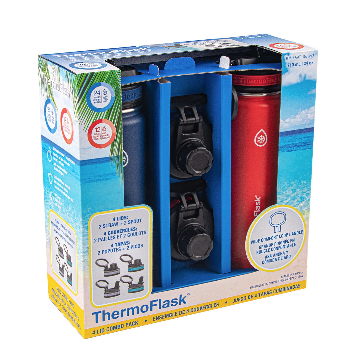 Red and blue bottles