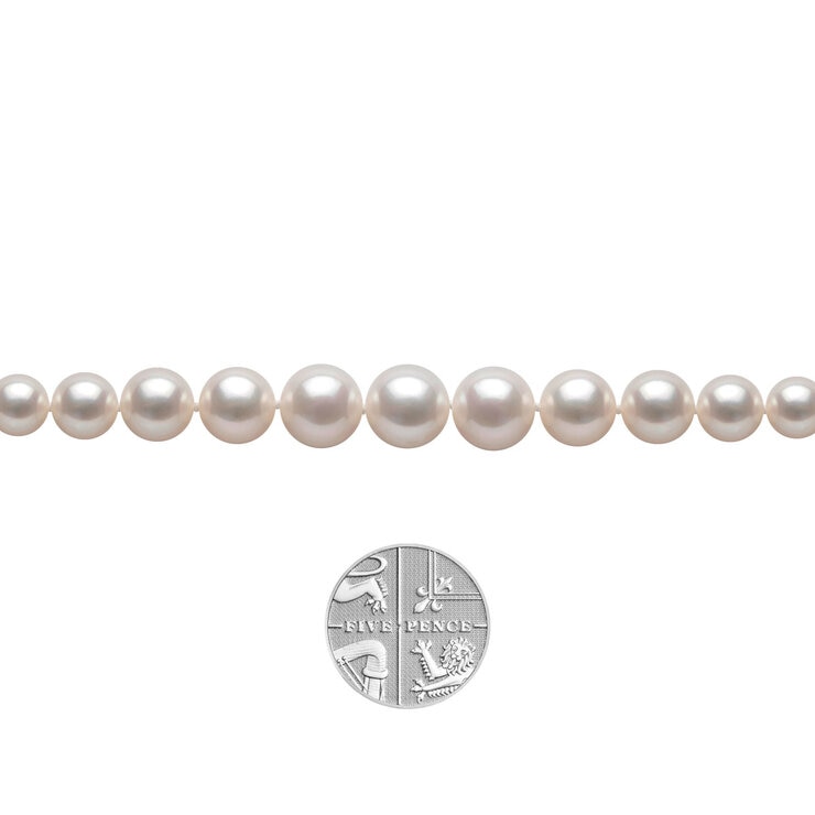 5mm-8mm Freshwater White Pearl Graduated Necklace, 18ct Yellow Gold