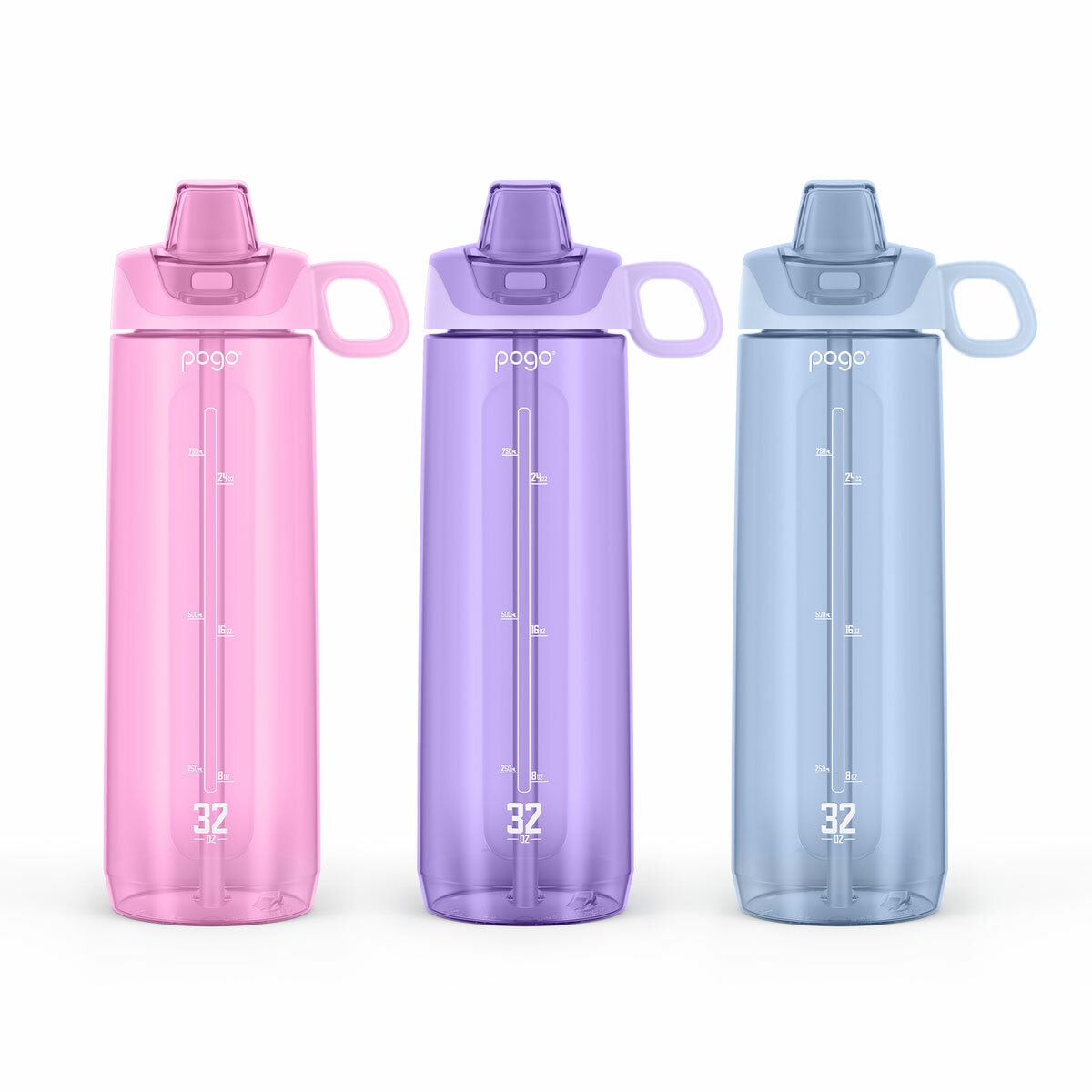 Pogo Tritan Water Bottles 909ml, 3 Pack in 2 Colour Sets