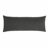 Quilted grey body pillow with diamond stitching