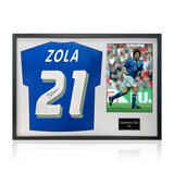 Gianfranco Zola Signed Framed Italy Football Shirt in White Gianfranco Zola Signed Framed Italy Football Shirt in White