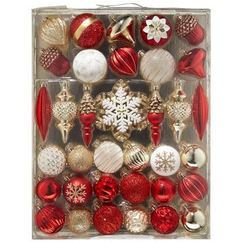 78 Piece Shatter Resistant Christmas Ornament Set - in Red