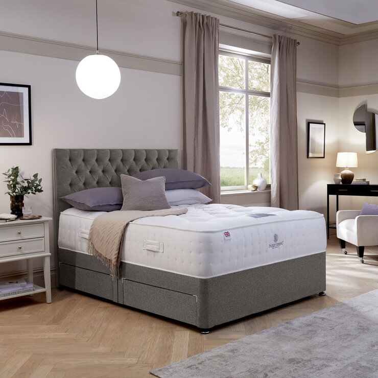 Pocket Spring Bed Company Mulberry Mattress & Pebble Grey Divan with 4 Drawers in 3 Sizes Pocket Spring Bed Company Mulberry Mattress & Pebble Grey Divan with 4 Drawers in 3 Sizes
