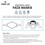 Social Lab Triple Layer Reusable Kid's Face Masks, 4 Pack