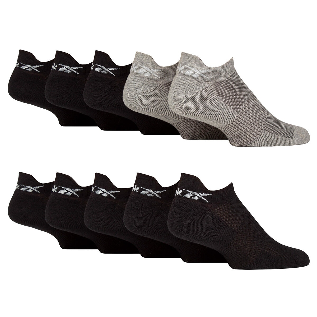Reebok Men's Trainer Sock 10 Pack in Black/Grey