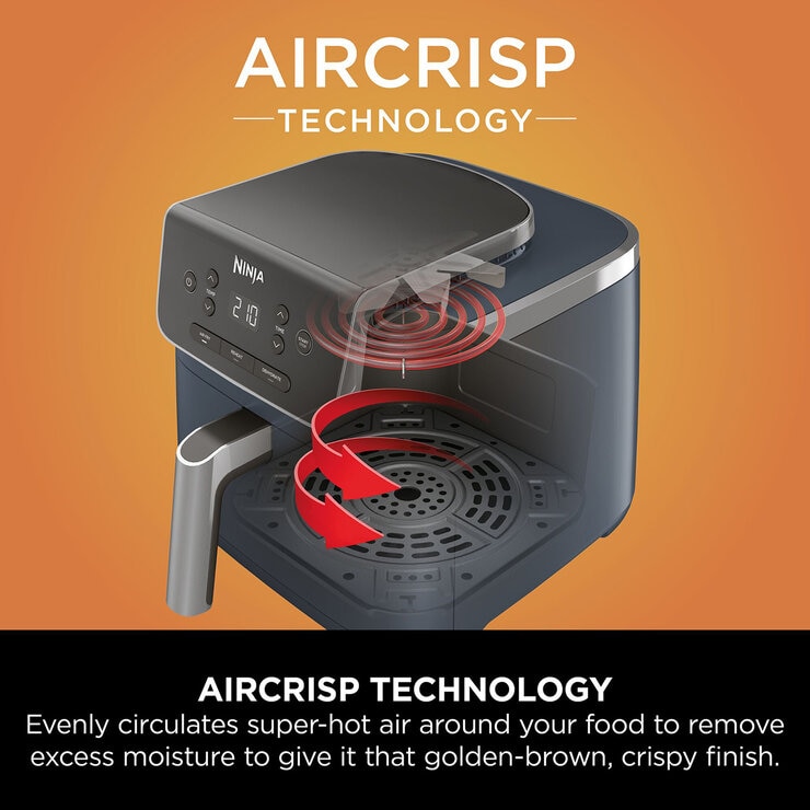 Lifestyle image with food inside the air fryer