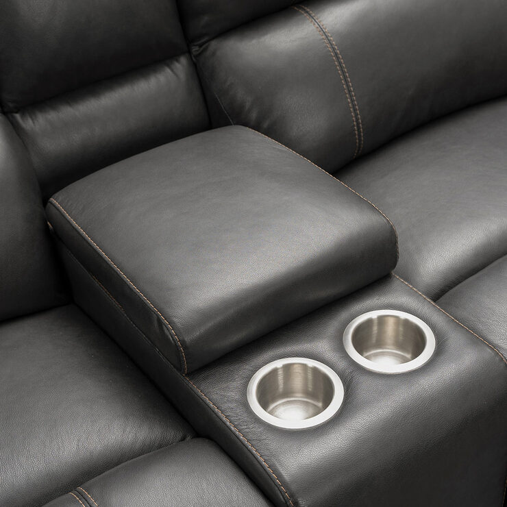 Pulaski Dunhill Grey Leather Power Reclining Sectional Sofa Costco UK