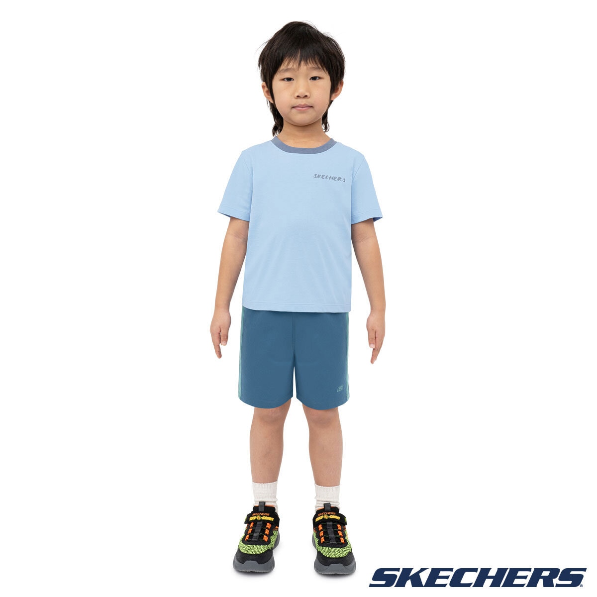 Skechers Kids Tee & Short 3 Piece Set in Blue