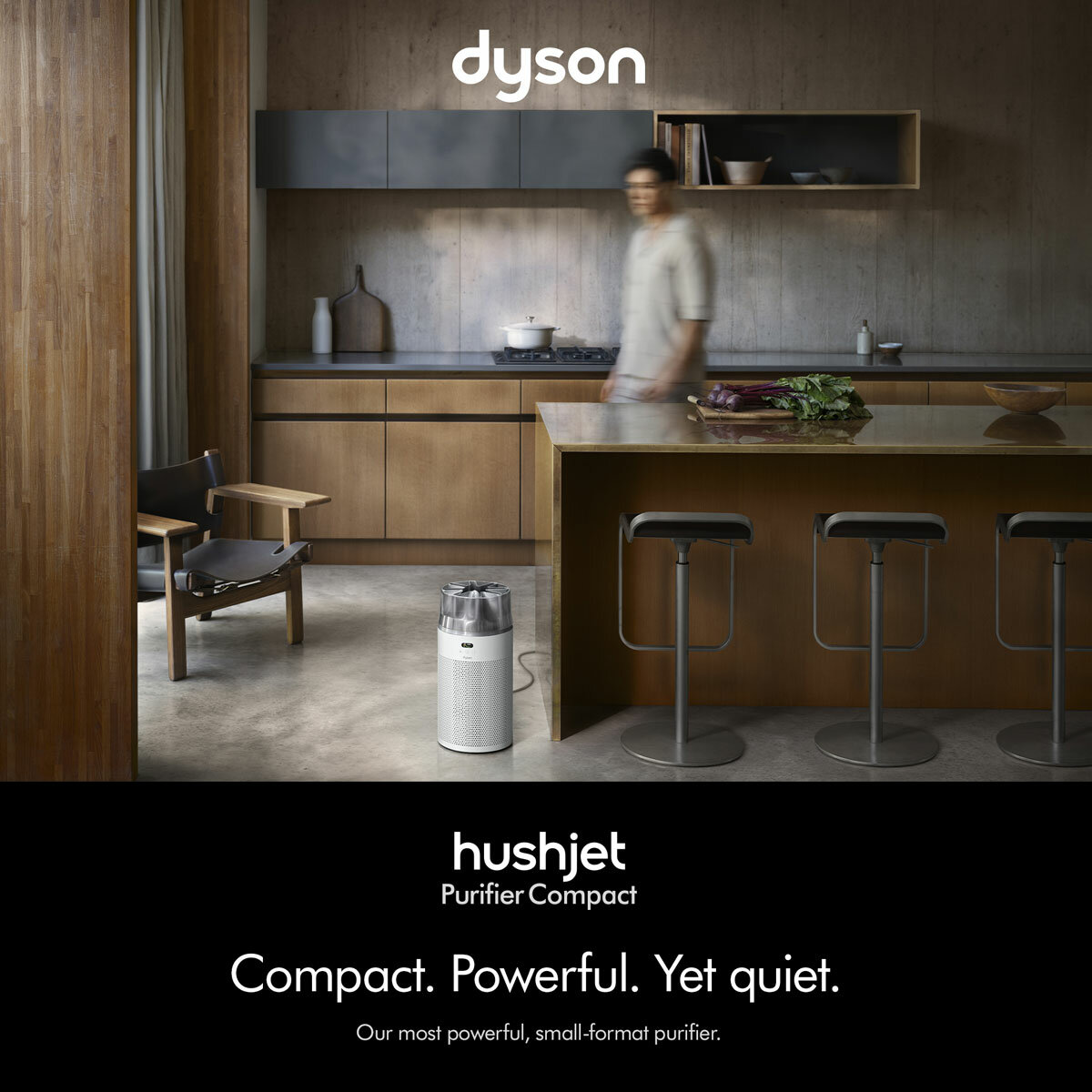 Lifestyle image of  Dyson Hushjet compact, powerful and quiet