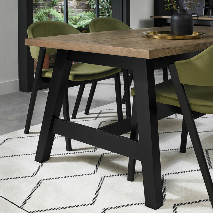 Bentley Designs Camden Weathered Oak & Peppercorn Extending Dining Table, Seats 4-6