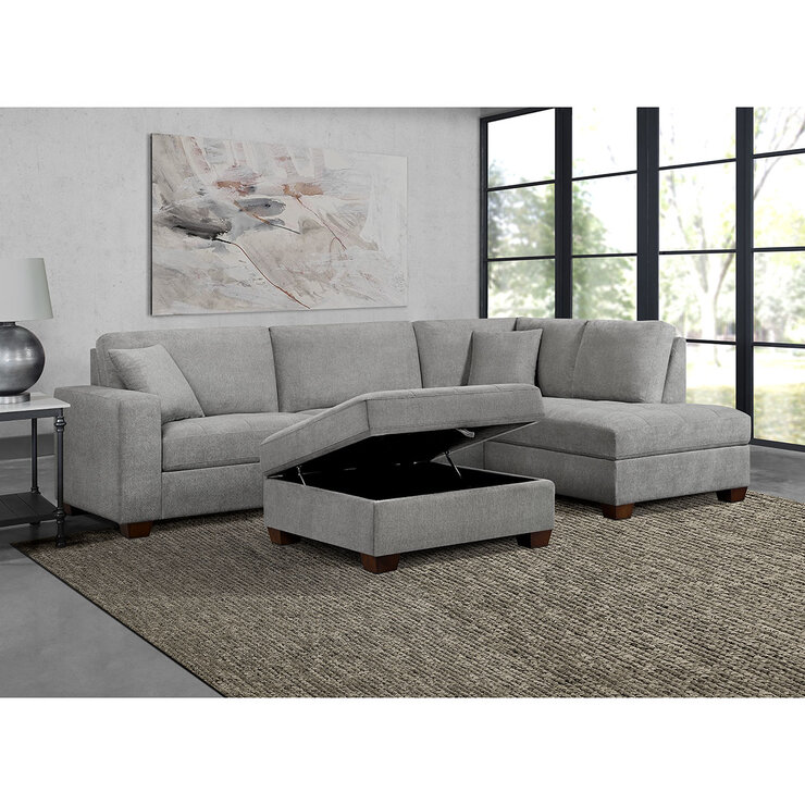 Thomasville Miles Sectional Fabric Grey Sofa