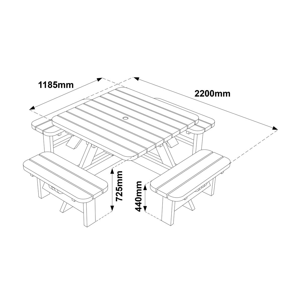 Anchor Fast 8 Seater Pine Wood Picnic Table Costco UK