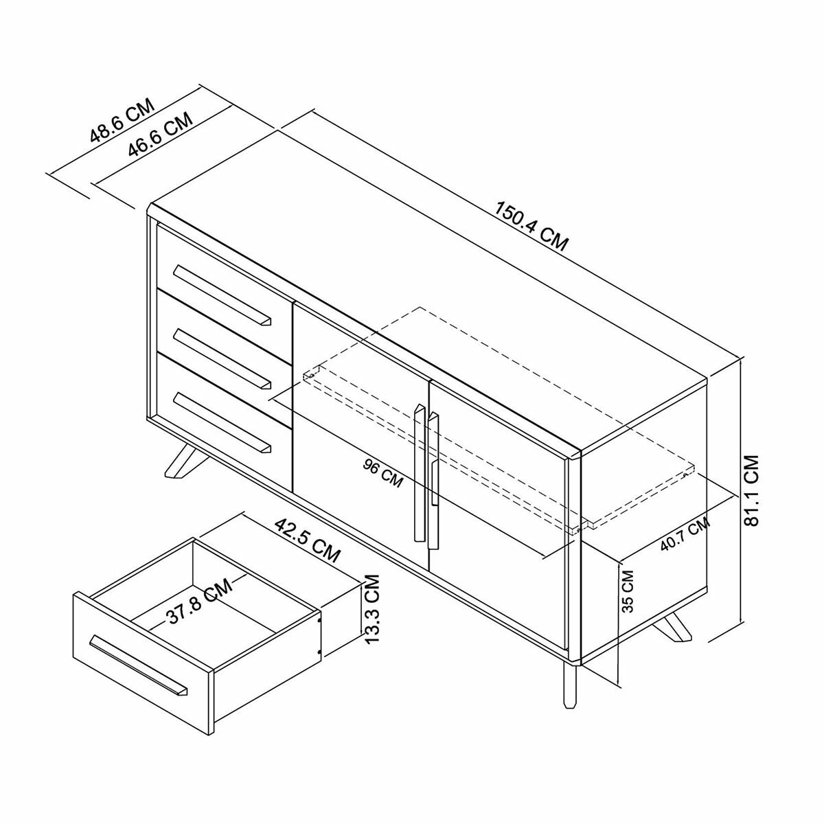 Bentley Designs Kristen Light Oak Large Sideboard