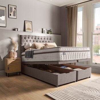 Silentnight Full Ottoman Divan Base with Eden Headboard in 2 Colours & 3 Sizes