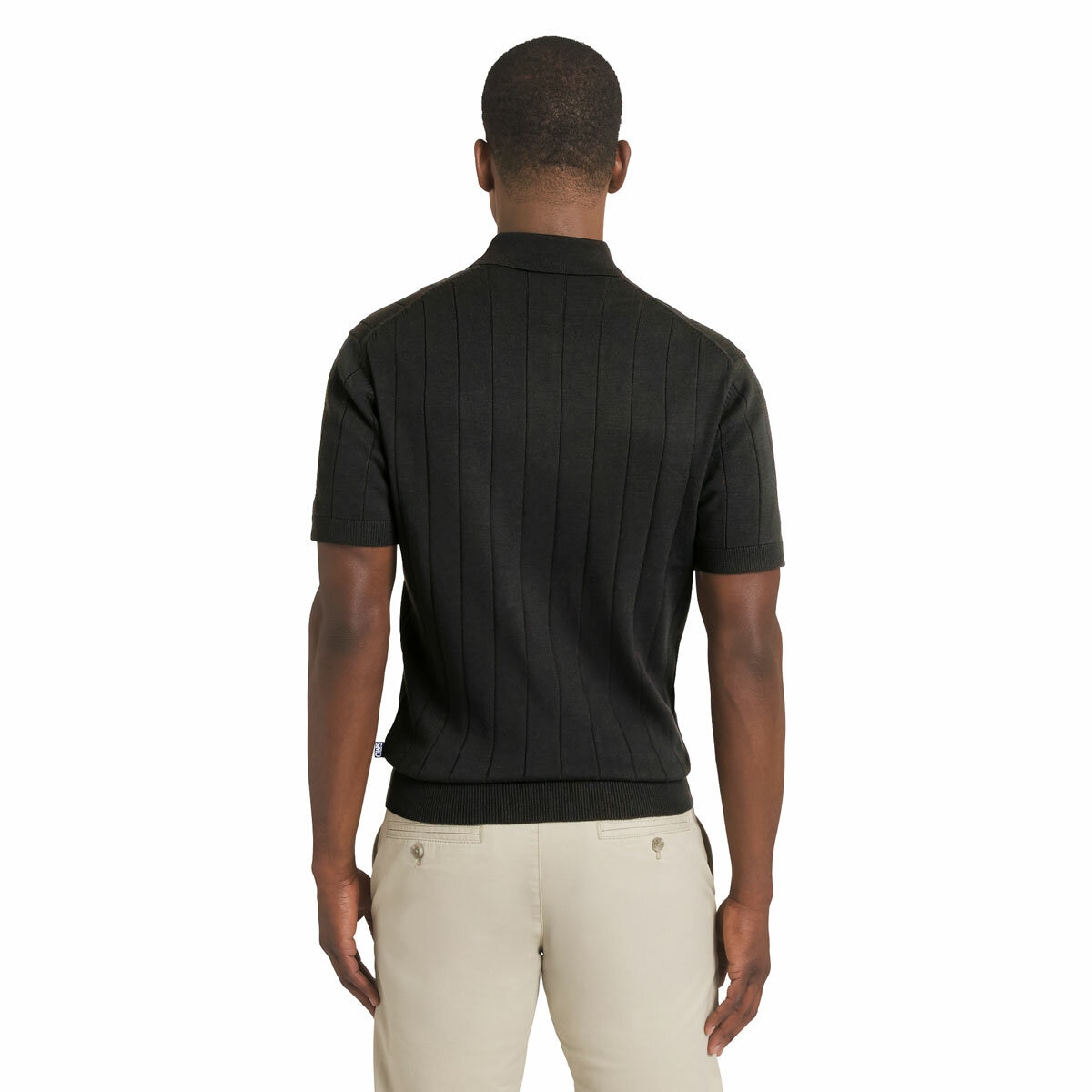 Chaps Men's Ribbed Knit Polo in Black Chaps Men's Ribbed Knit Polo in Black