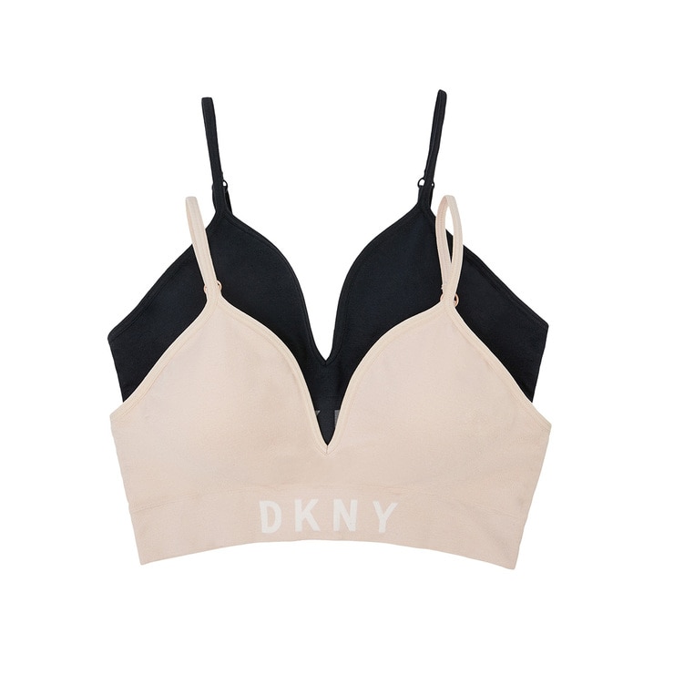 DKNY Women's Seamless Bralette, 2 Pack in Black/Nude Costco UK