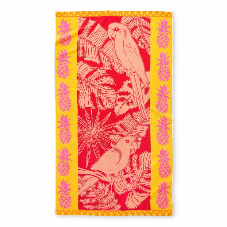 Oversized 100% Cotton Pink Parrot Beach Towel Oversized 100% Cotton Pink Parrot Beach Towel