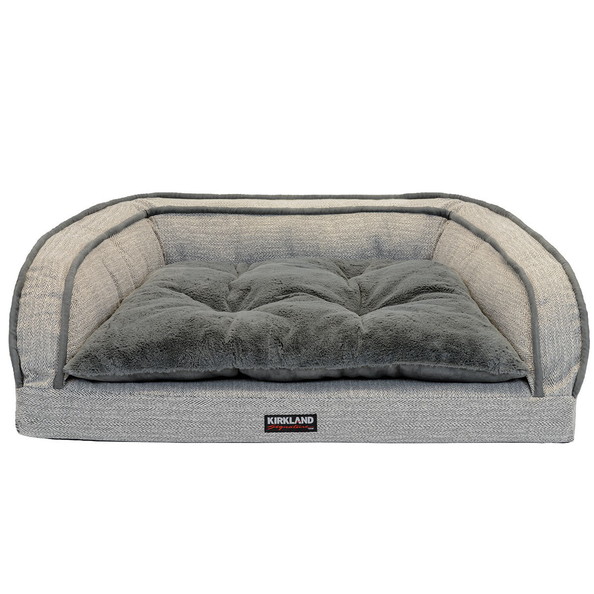 Kirkland Signature 25" x 35" (63.5 x 88.9cm) Bolstered Sofa Pet Bed, Grey