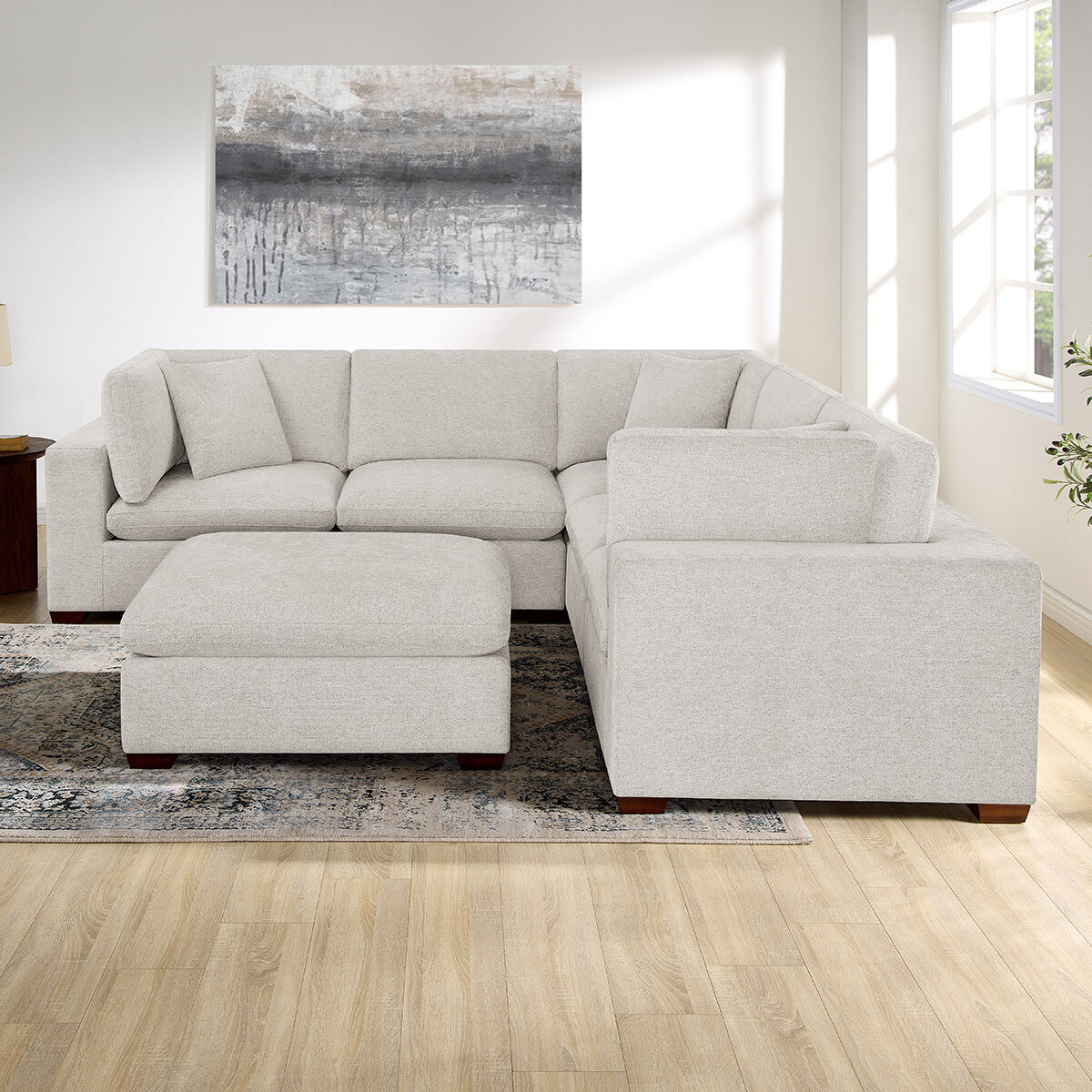 Thomasville Lowell Grey Fabric 6 Piece Modular Sofa
