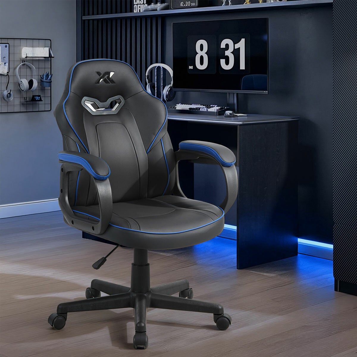 X Rocker Mythos Mid-Back Gaming Chair, Black/Blue