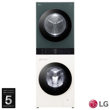 LG WT1210NBTN1, 12kg/10kg, 1400rpm, WashTower Rated in A/A+++ in Green / Beige