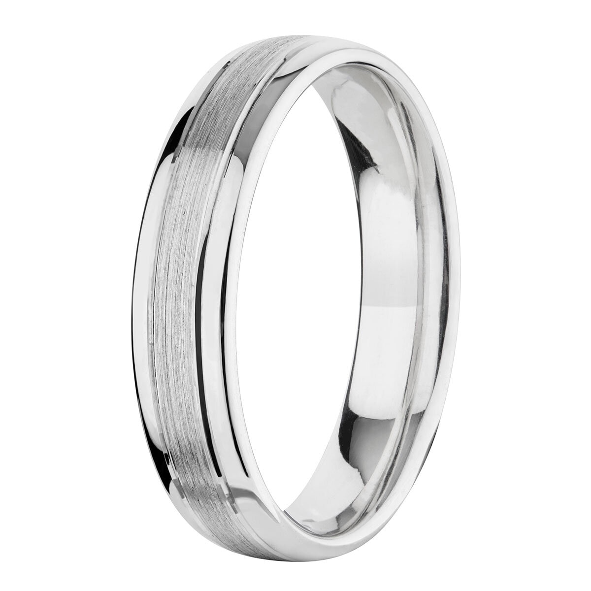 5.0mm Luxury Court Wedding Ring, Satin & Polished Platinum