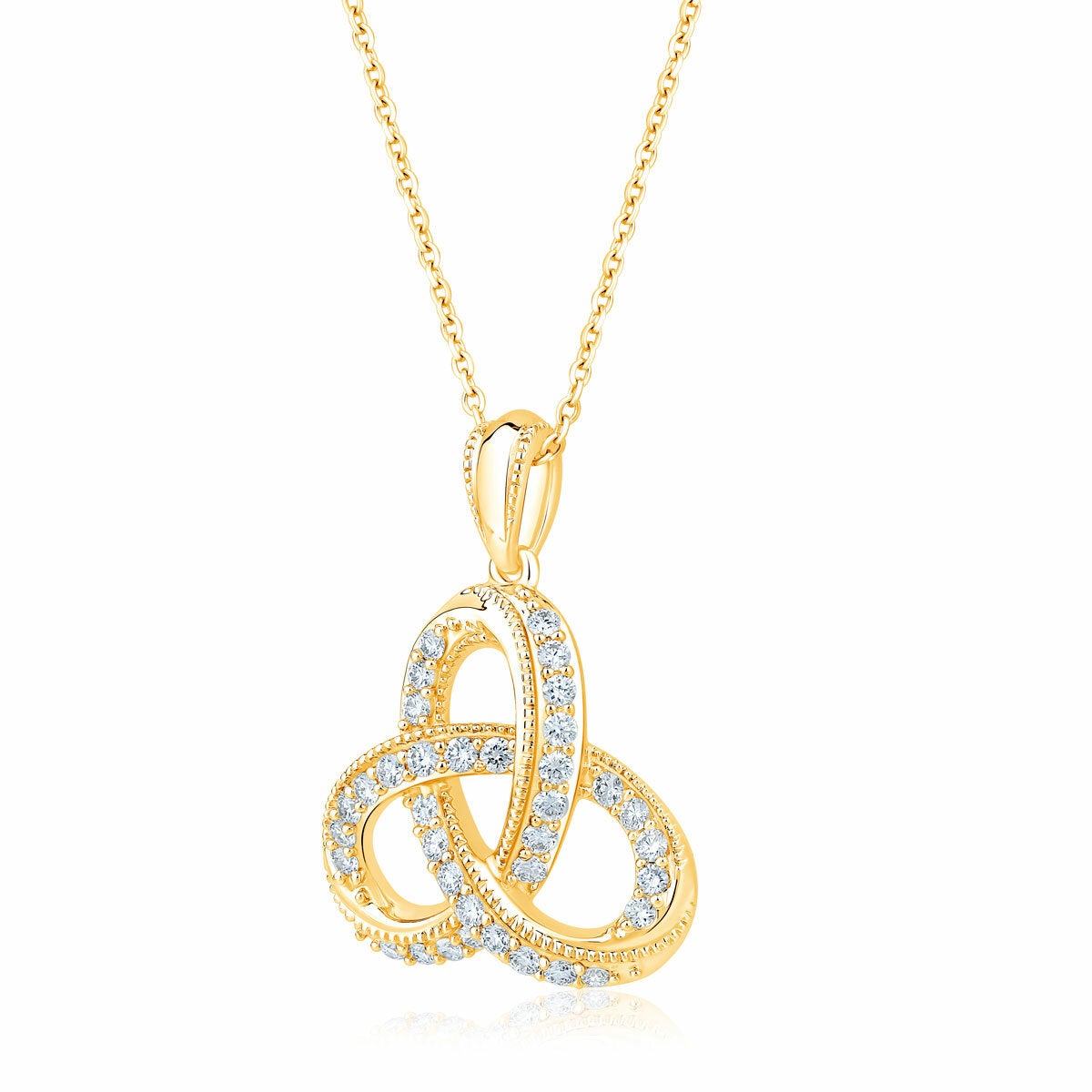 0.34ctw Round Brilliant Cut Diamond Knot Pendant, 14ct Yellow Gold 0.34ctw Round Brilliant Cut Diamond Knot Pendant, 14ct Yellow Gold