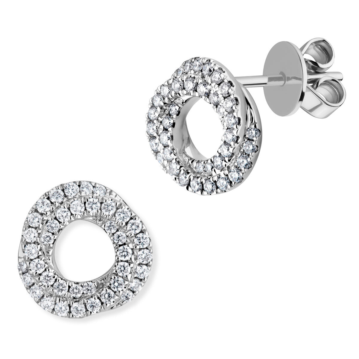 0.35ctw Round Brilliant Cut Diamond Knot Stud Earrings 18ct White Gold