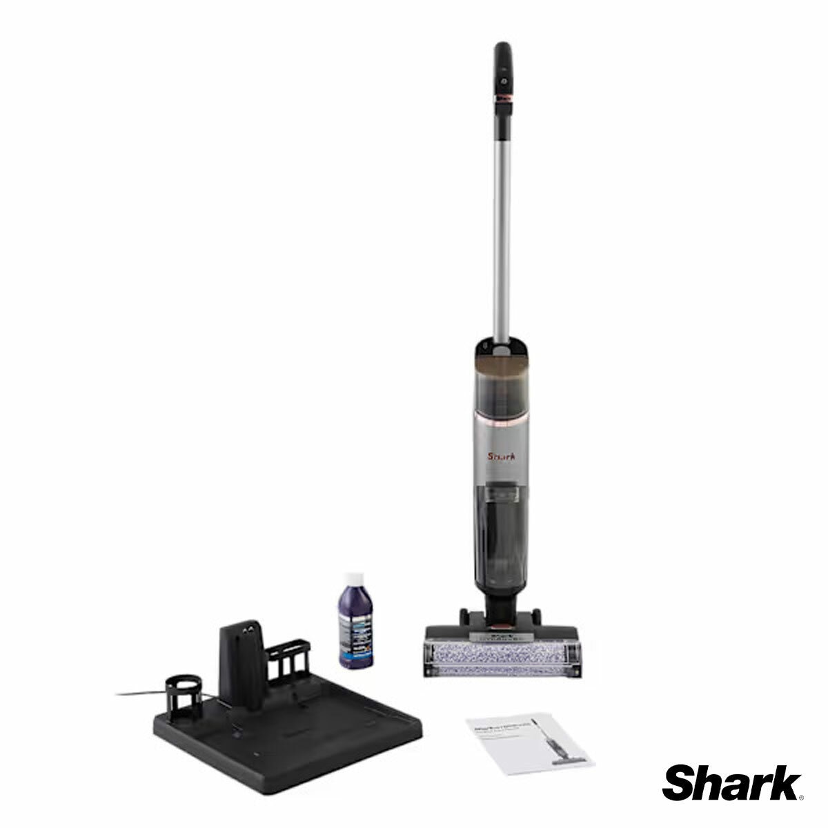 Front Profle of Shark HydroVac Cordless Hard Floor Cleaner with attachments