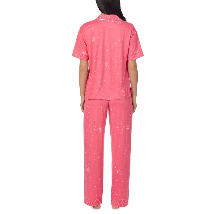 DKNY Ladies Notch Collar 3 Piece PJ Set in Coral