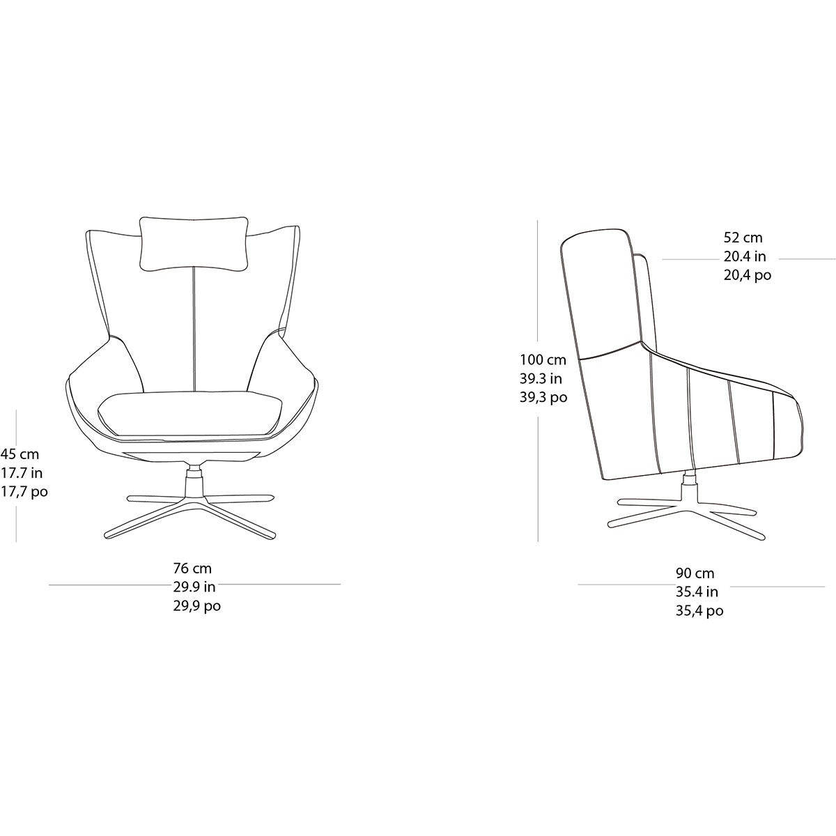 Kuka Grey Leather Accent Swivel Chair Costco UK