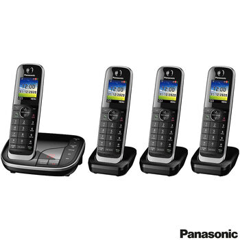 Panasonic KX-TGJ424EB Quad Pack Cordless DECT Phone with Call Block and Answer Machine