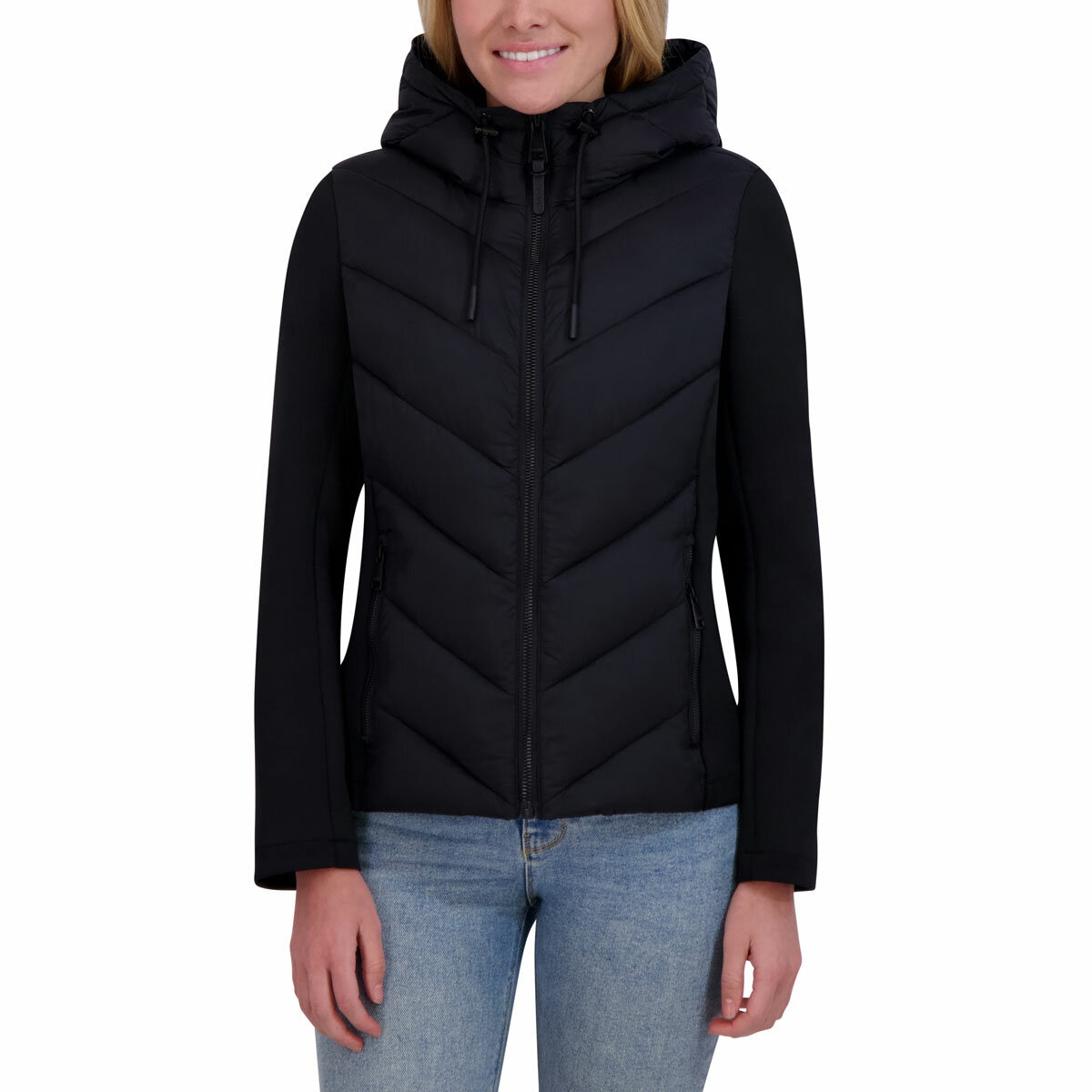 DKNY Women's Mixed Media Jacket in Black