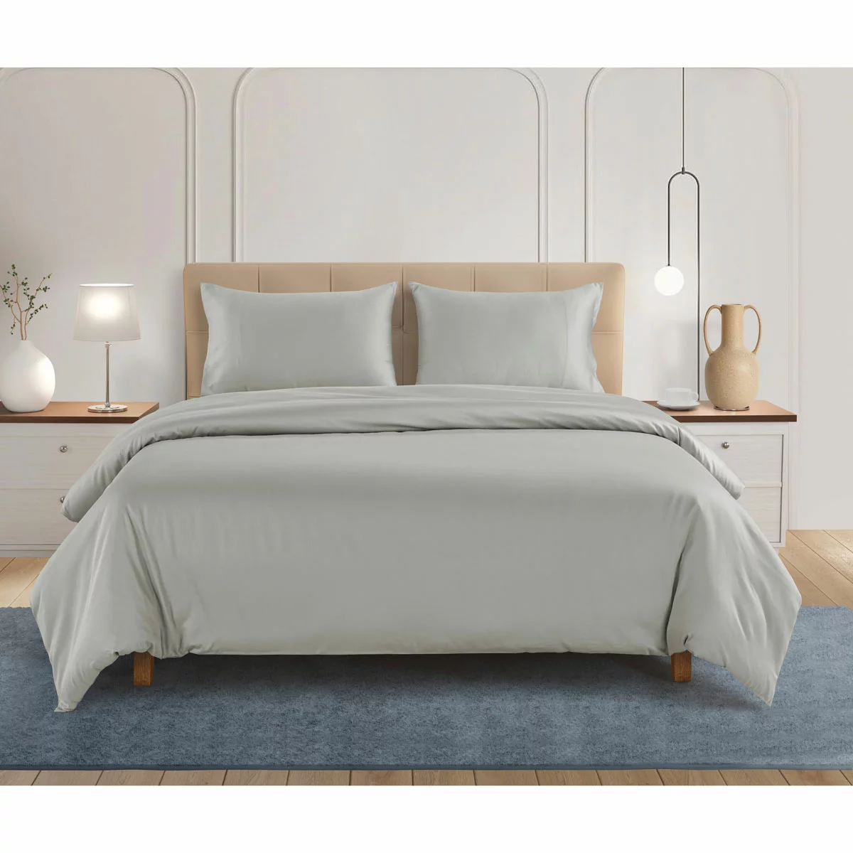 Ensemble de couette Welhome 500 fils en coton mélangé lyocell en 3 couleurs, double - Photo 10/15